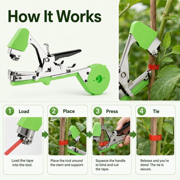 Plant Tying Machine — Garden Tapener for Tomatoes, Grapes & Vines