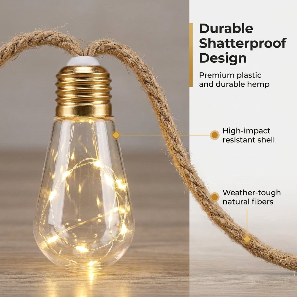 BoHo Fairy Solar String Lights — 26 ft, 16 Shatterproof Bulbs, 8 Modes