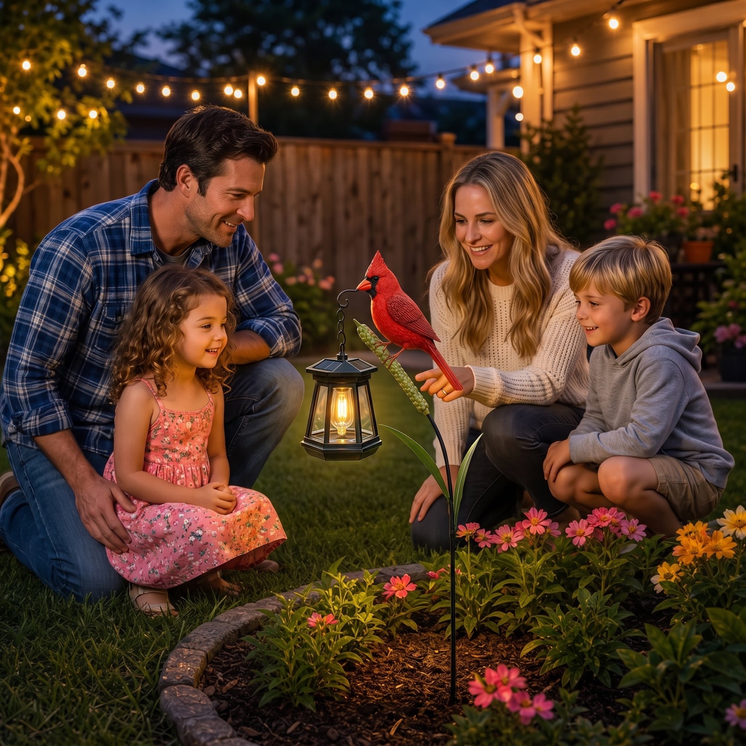 Cardinal Solar Garden Light — Vintage Lantern with Red Cardinal