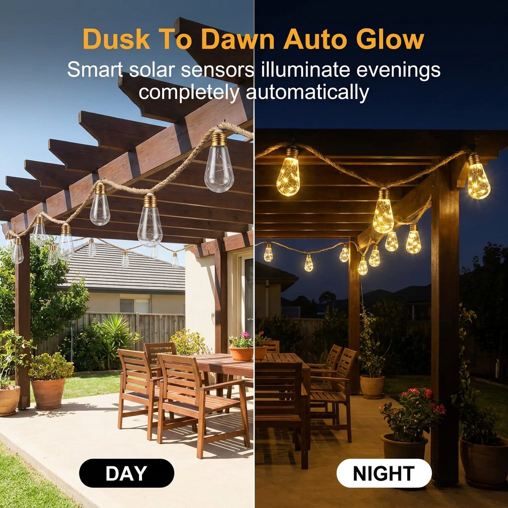 BoHo Fairy Solar String Lights — 26 ft, 16 Shatterproof Bulbs, 8 Modes