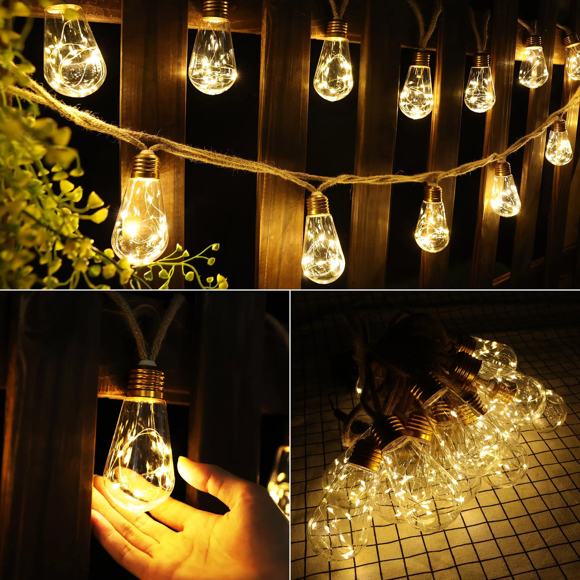 BoHo Fairy Solar String Lights — 26 ft, 16 Shatterproof Bulbs, 8 Modes