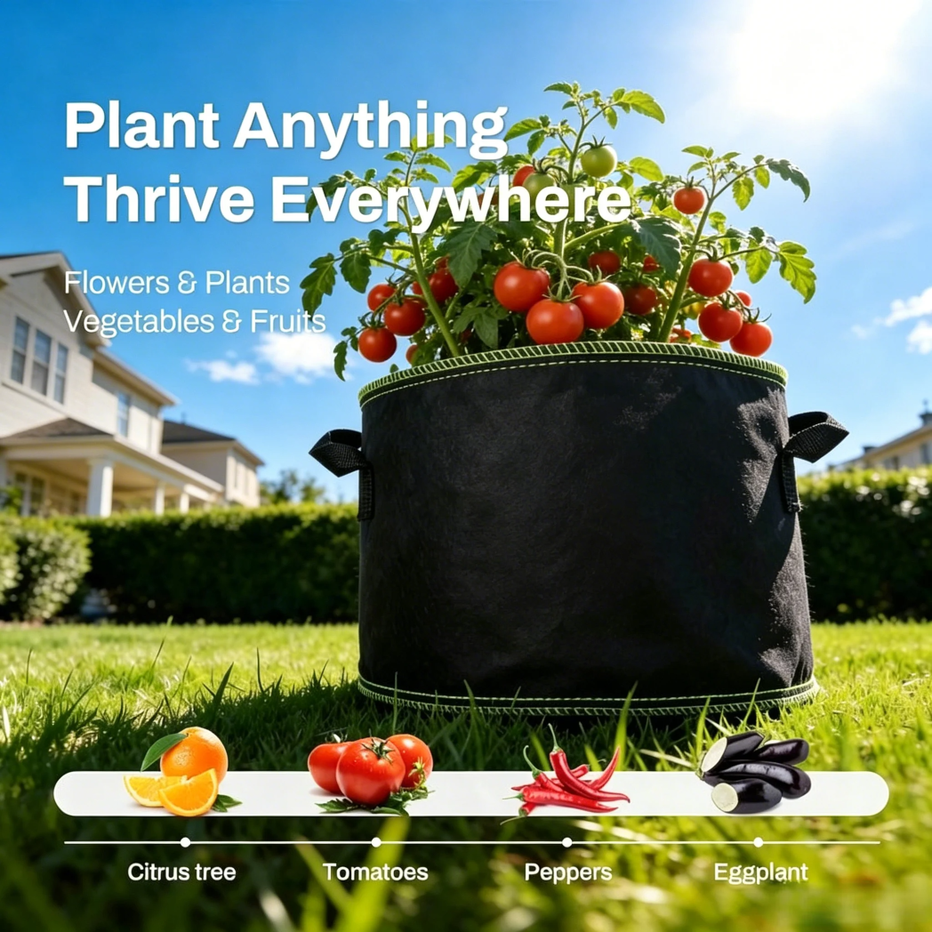 🔥 Hot Sale 69% OFF 🌱5 Pieces 5 Gallon Grow Bag Heavy Duty Aeration Fabric Pots with Handles for Vegetables, Fruits 🪴