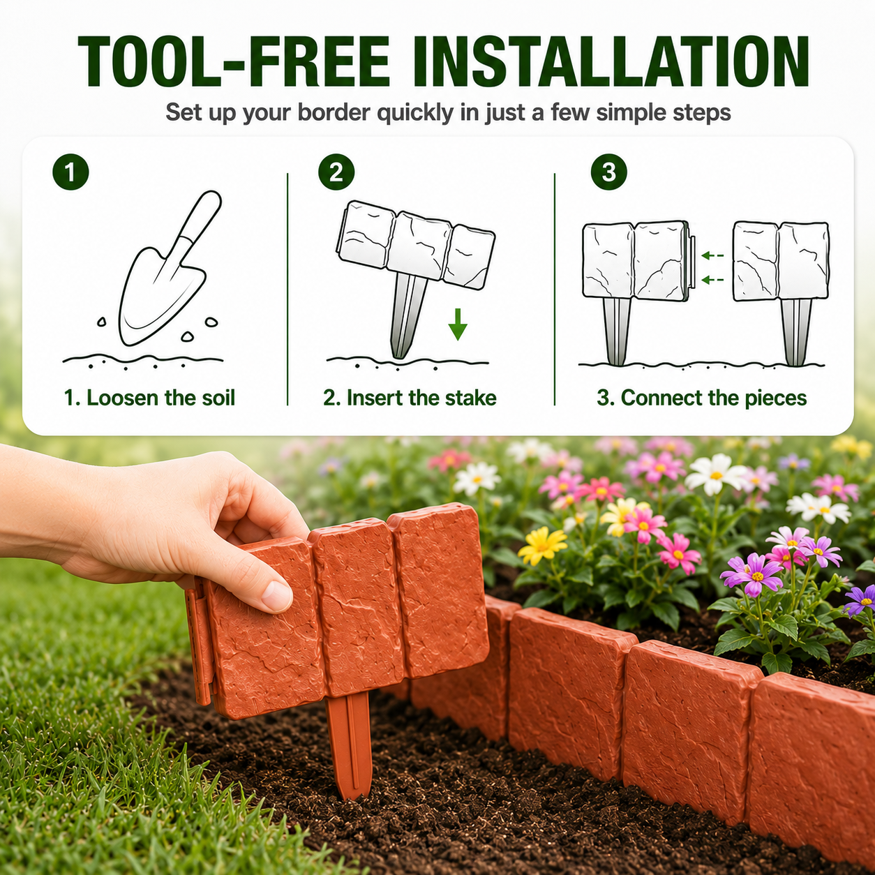🔥 Hot Sale 59% OFF + Free Shipping 🚧🌱🚧10Pcs/Set Stone-effect garden fence